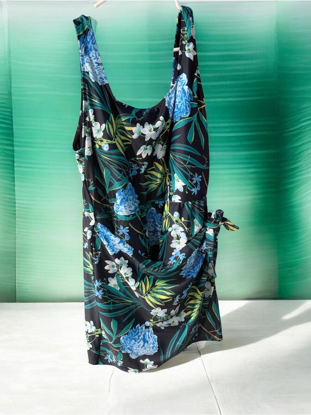 Floral One-Piece Swimsuit with wrap around tie